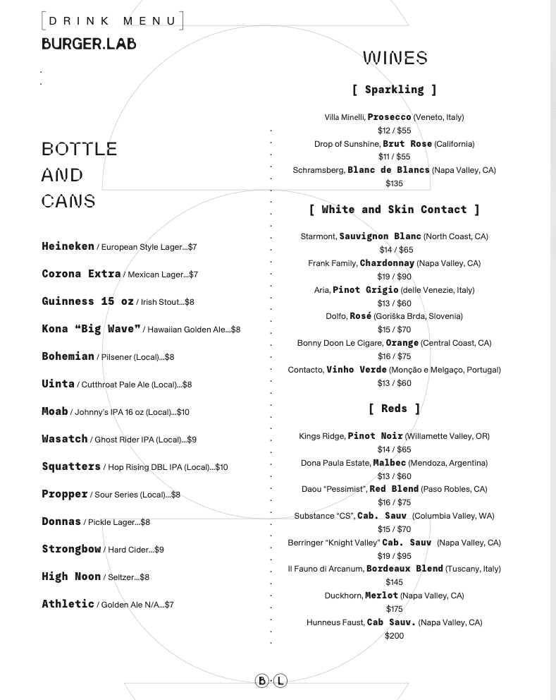 Drink menu layout page two